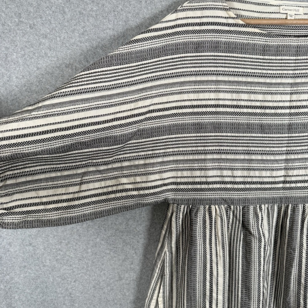 Garnet hill dress womens 8 gray striped boat neck long sleeve cotton - Picture 3 of 8